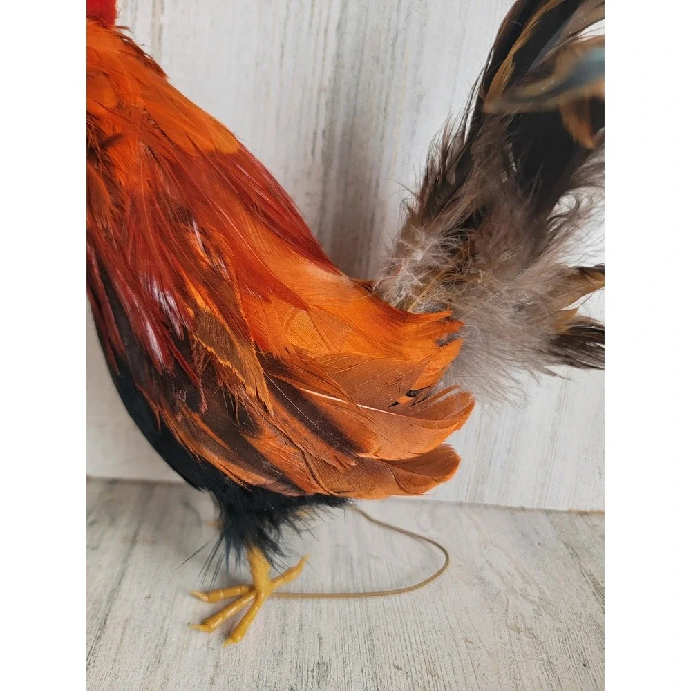 Realistic faux hen rooster feather unique vintage farm home decor